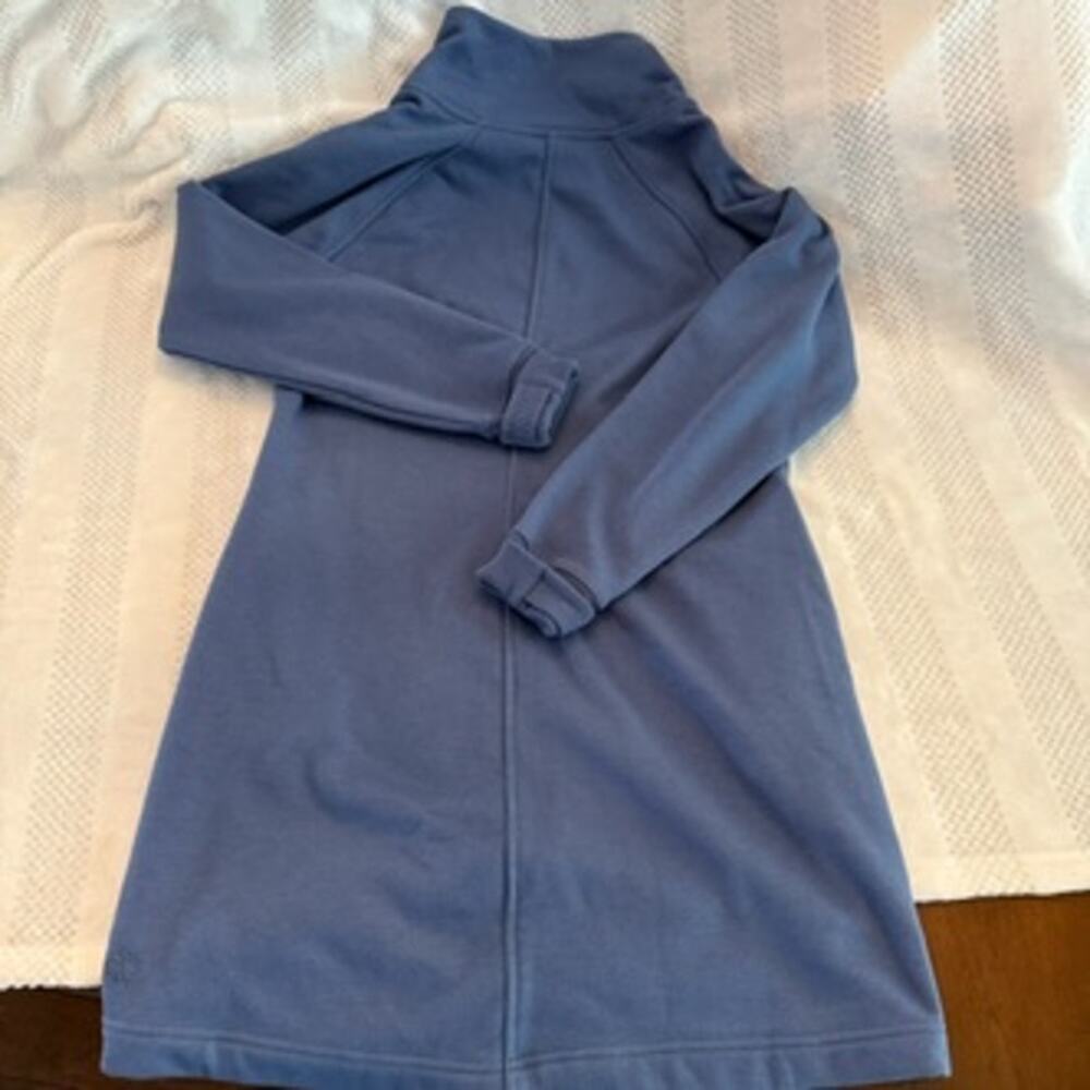 athleta zip neck Karma Sweatshirt Dress chrome blue size Small - Picture 2 of 4